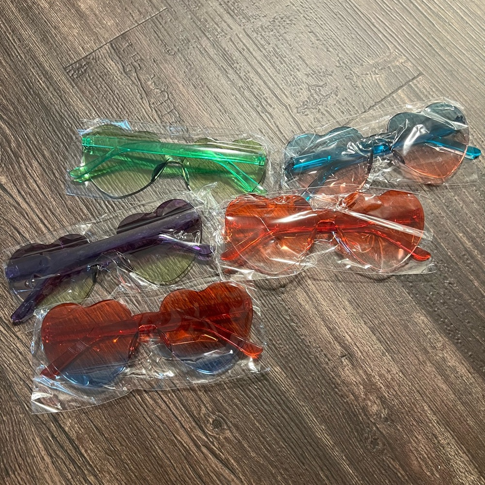 Colorful Heart-Shaped Sunglasses Set